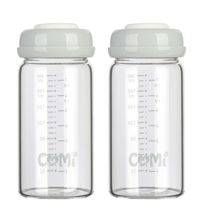COMI Wide Neck Glass Breastmilk Collection n Storage Bottle, 8oz with Screw Ring Sealing Disk;
