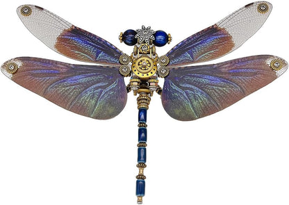 Keetopteep 3D Metal Puzzle for Adults, 200 Pieces Mechanical Dragonfly DIY Assembly Kit to Build, 3D Puzzle Handmade Craft Desk Ornament Toys (Color3)