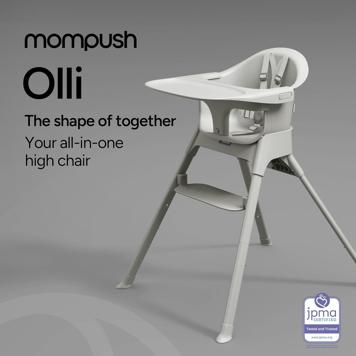 Mompush Olli 7-in-1 Convertible High Chair for Babies and Toddlers – Adjustable Height & Footrest