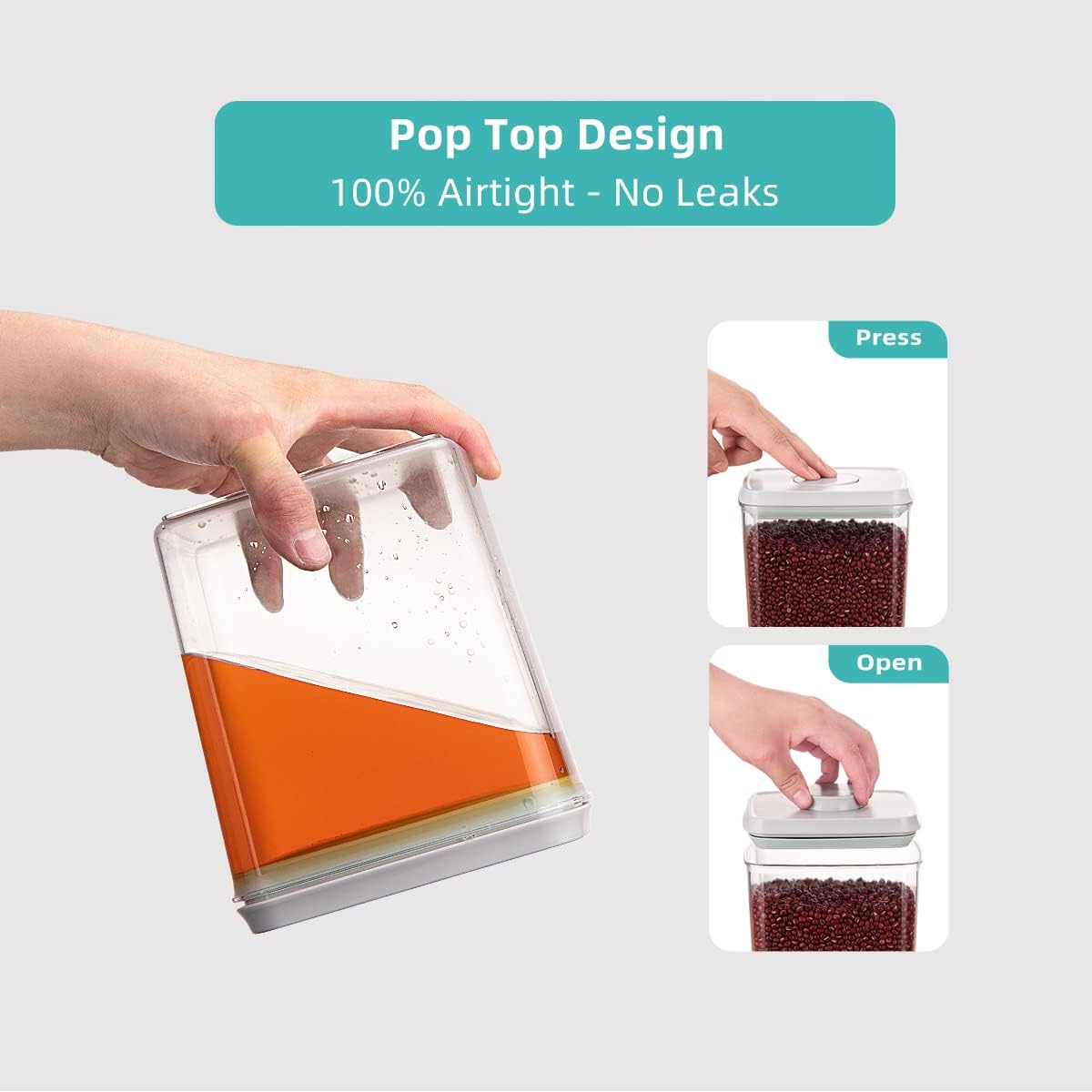 Ankou Pop Airtight Food Storage Containers with Lids for Kitchen Pantry Organizing Stackable