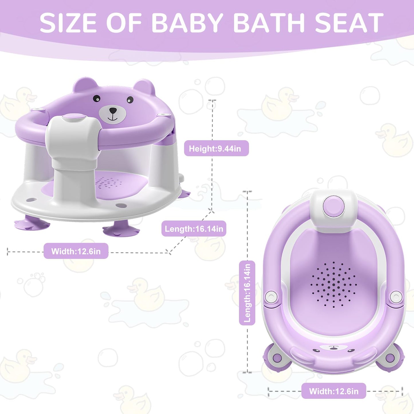 Baby Bath Seat for Babies 6 Months & up, Non-Slip Toddler Bath Seats for Babies Sitting Up, Safe