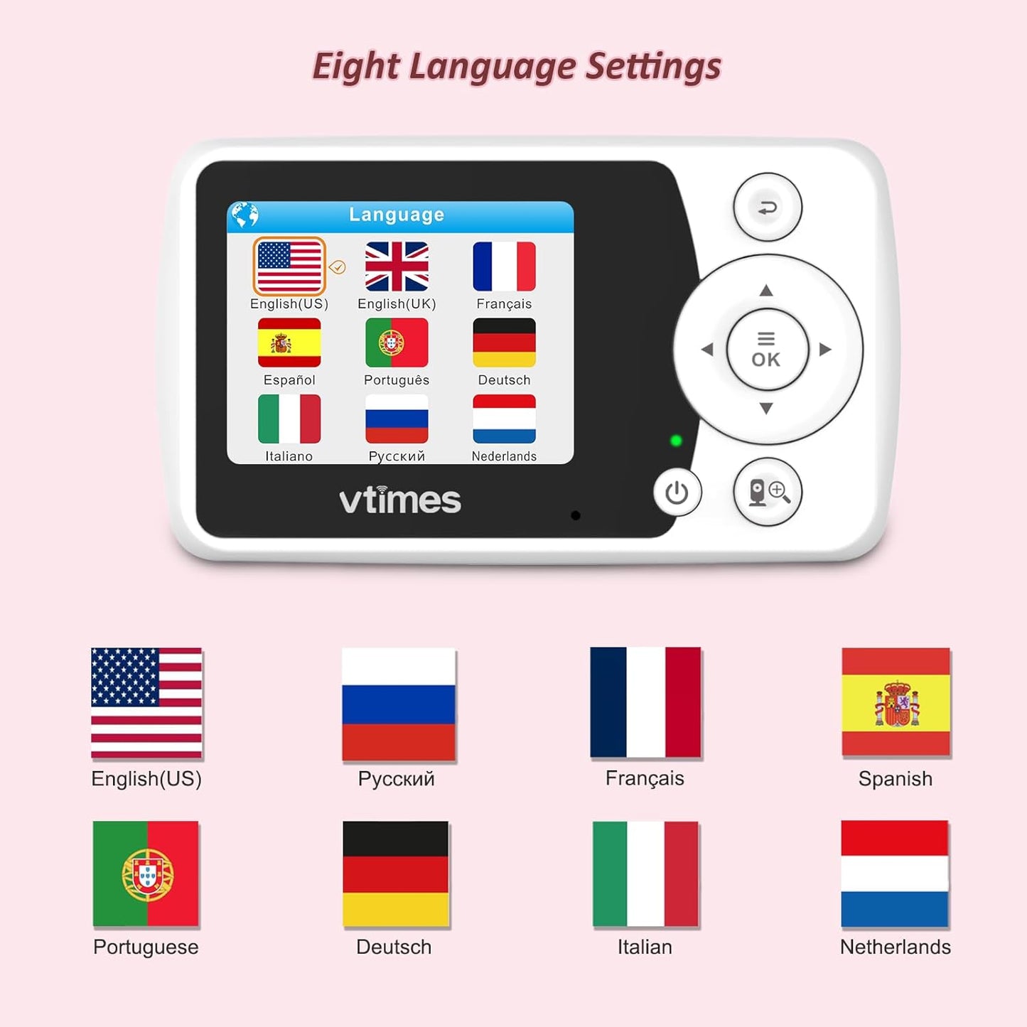 Baby Monitor with Camera and Audio, Video Baby Monitor No WiFi Night Vision 2.4" LCD Screen Portable Baby Camera Monitor Alarm Lullaby Temperature Sensor and 1000ft, Ideal for Baby/Elderly/Pet