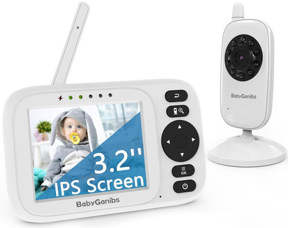 Baby Monitor with Camera and Audio, 3.2'' IPS Portable Baby Monitor No WiFi with 1000ft Long Range, Remote Pan-Tilt Video Baby Monitor, Infrared Night Vision, ECO Mode, Powerful Battery