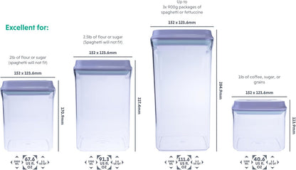 BopTop (4pc Set) Airtight Food Storage Container – Mechanical Silicone Seal Canister - BPA-Free
