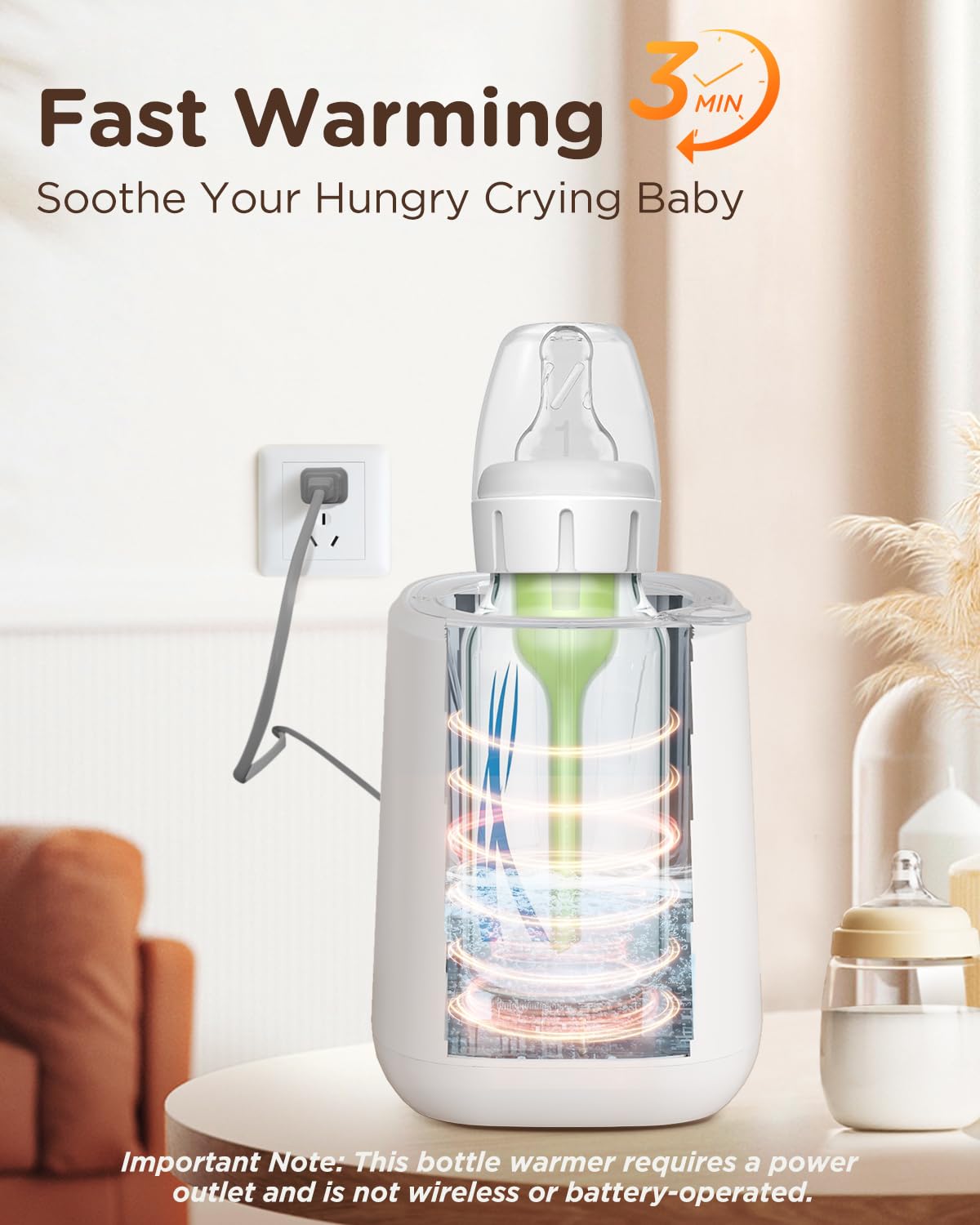 Bear Baby Bottle Warmer, Milk Warmer Breastmilk Bag Formula Fast Warming for New Born Baby Bottles