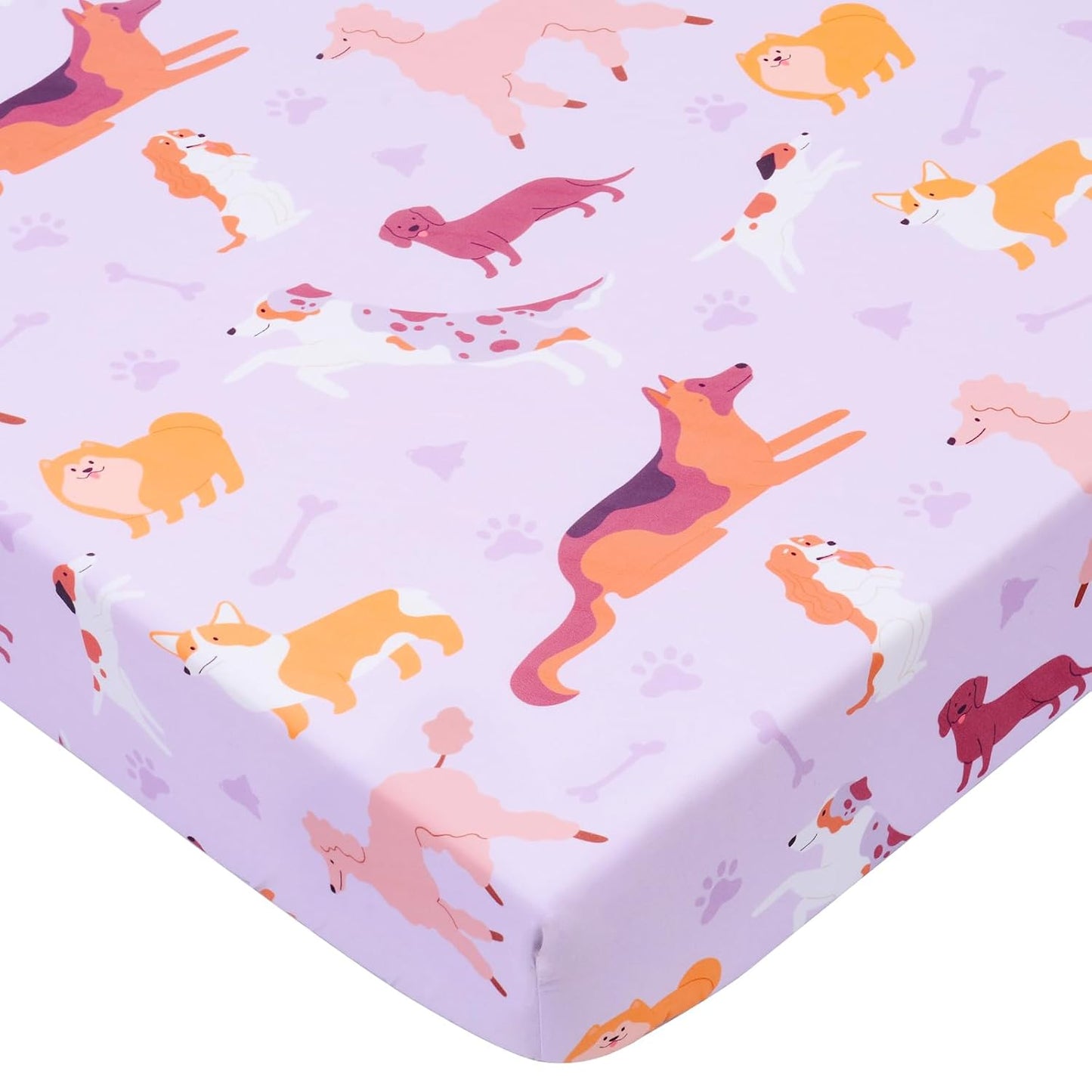 UOMNY Crib Sheet 52x28 Baby Sheet for Girls Breathable Dog Fitted Crib Sheet for Standard Crib and