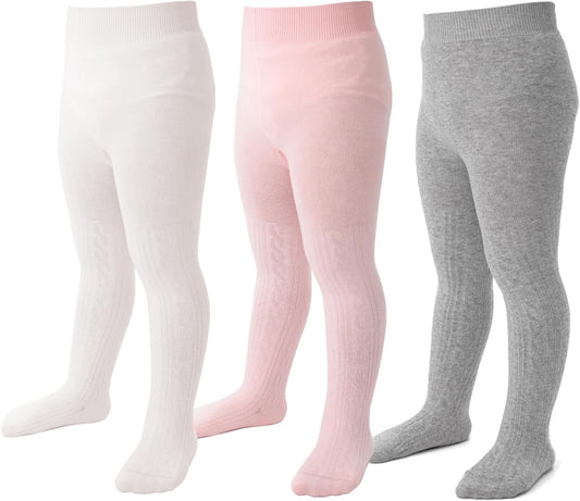 Marchare Baby Girls Tights Thick Solid Cable Knit Leggings Winter Warm Stockings For Toddler Girls