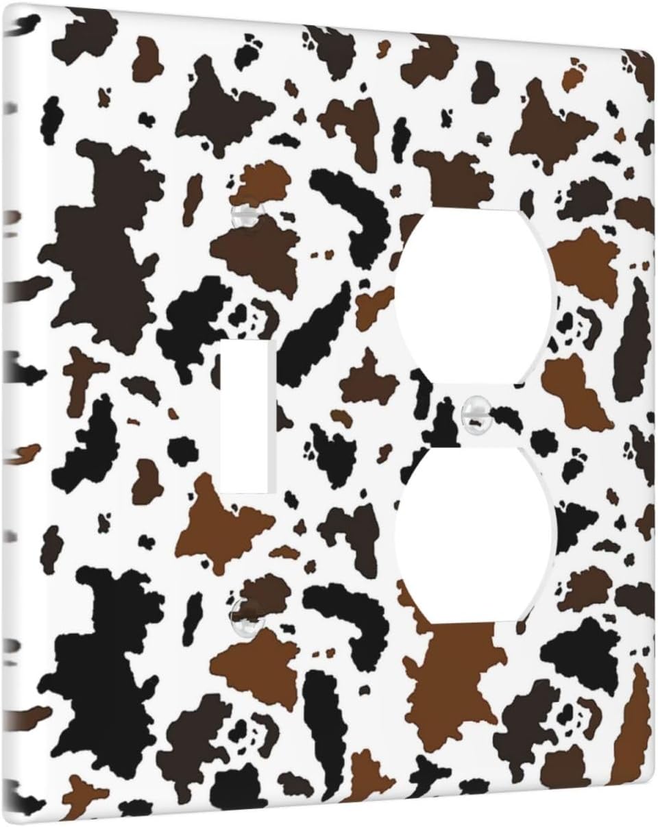 Wallplates Rustic Cowhide Highland Cow Milk Cow 1 Toggle 1 Duplex Switch Plate Electrical Gfci