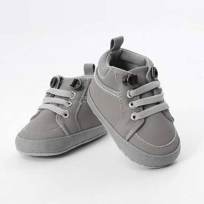 SOFMUO Baby Boys Girls High Top Ankle PU Leather Sneakers Soft Rubber Sole Infant Moccasins Newborn Oxford Loafers Anti-Slip Toddler Wedding Uniform Dress Shoes