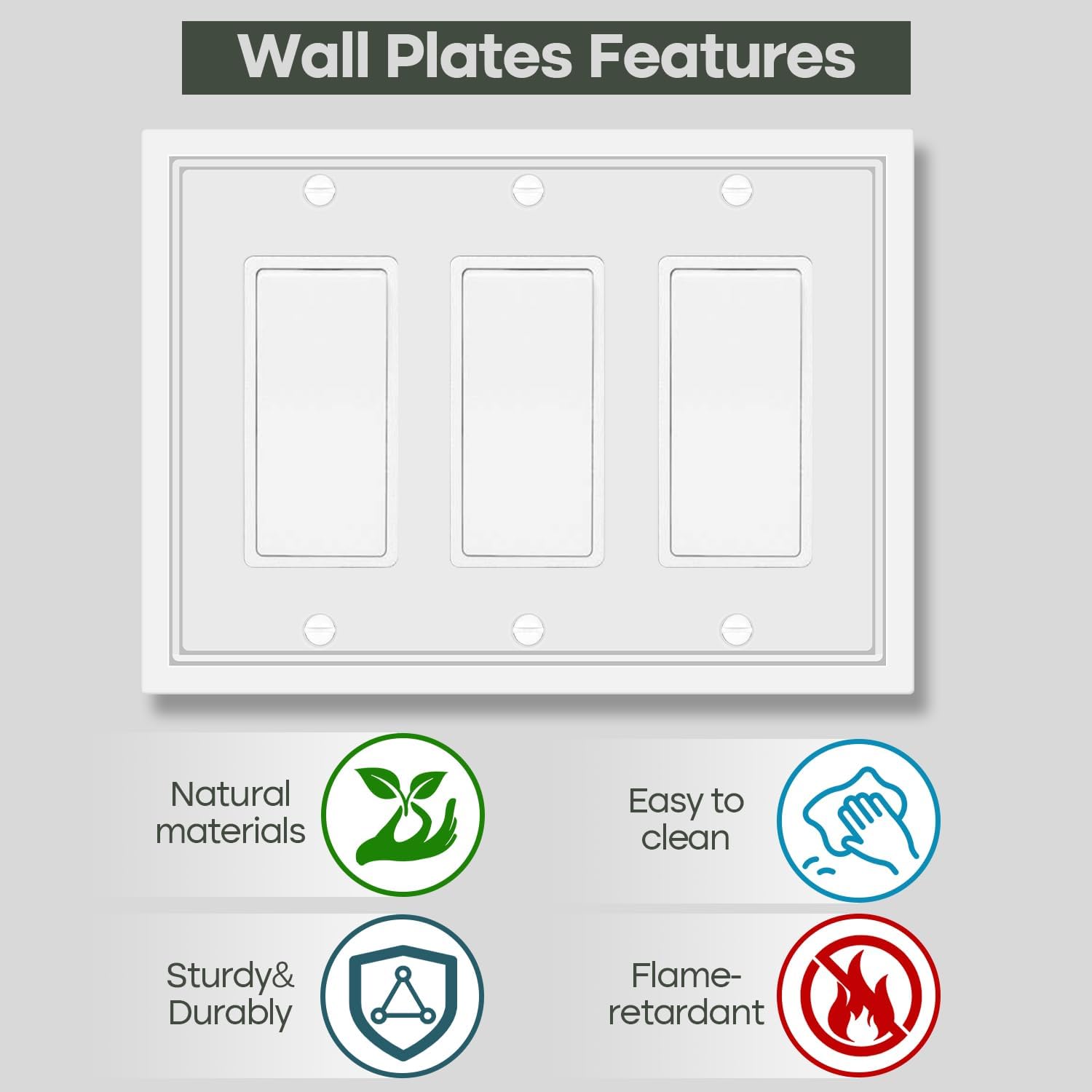 Triple Decorator Light Switch Cover Plate White Classic Decorative Rocker Switch Plates Cover