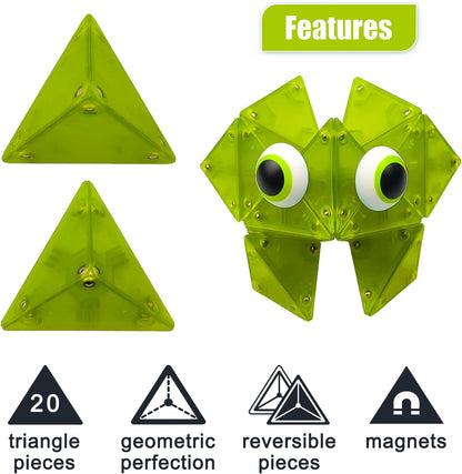 Magnetic Fidget Toys Desk Decor for Stress Relief, 22 Pcs Triangle Puzzle Magnet Fidget Balls Building Blocks for Teens & Adults, Girls, Boys (Yellow)
