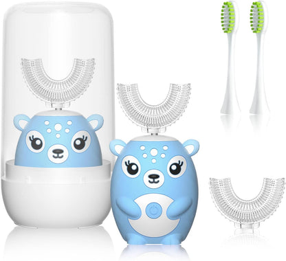 Kids Electric Toothbrushs U Shaped sonic Automatic Toothbrush with 4 Brush Heads, Six Cleaning