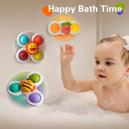 TOHIBEE 3PCS Suction Cup Spinner Toys for 1 2 Year Old Boys Spinning Toys 12-18 Months Sensory Toys for Toddlers 1-3 First Birthday Baby Gifts for Girls