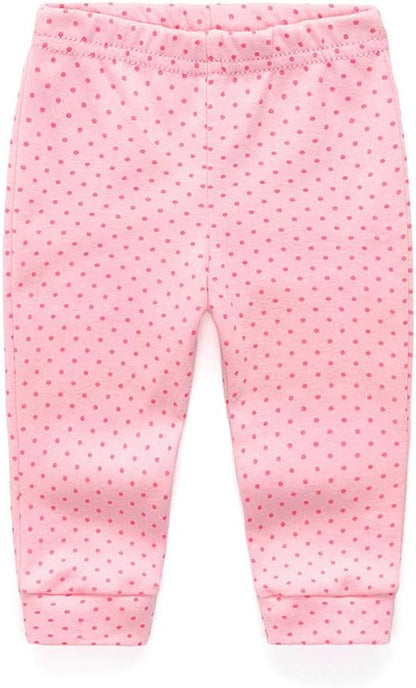 Unisex Newborn Baby Cotton 4-Pack Pants Embroidery Pringting Casual Leggings 0-24 Months for Boys and Girls