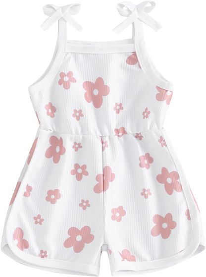 WZTYYDS Toddler Baby Girl Summer Clothes Floral Romper Tie-Up Strap Halter Jumpsuit Infant Summer Sling Playsuit 6M-3T