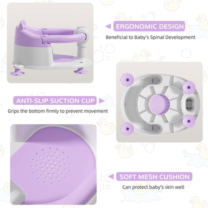 Baby Bath Seat for Babies 6 Months & up, Non-Slip Toddler Bath Seats for Babies Sitting Up, Safe