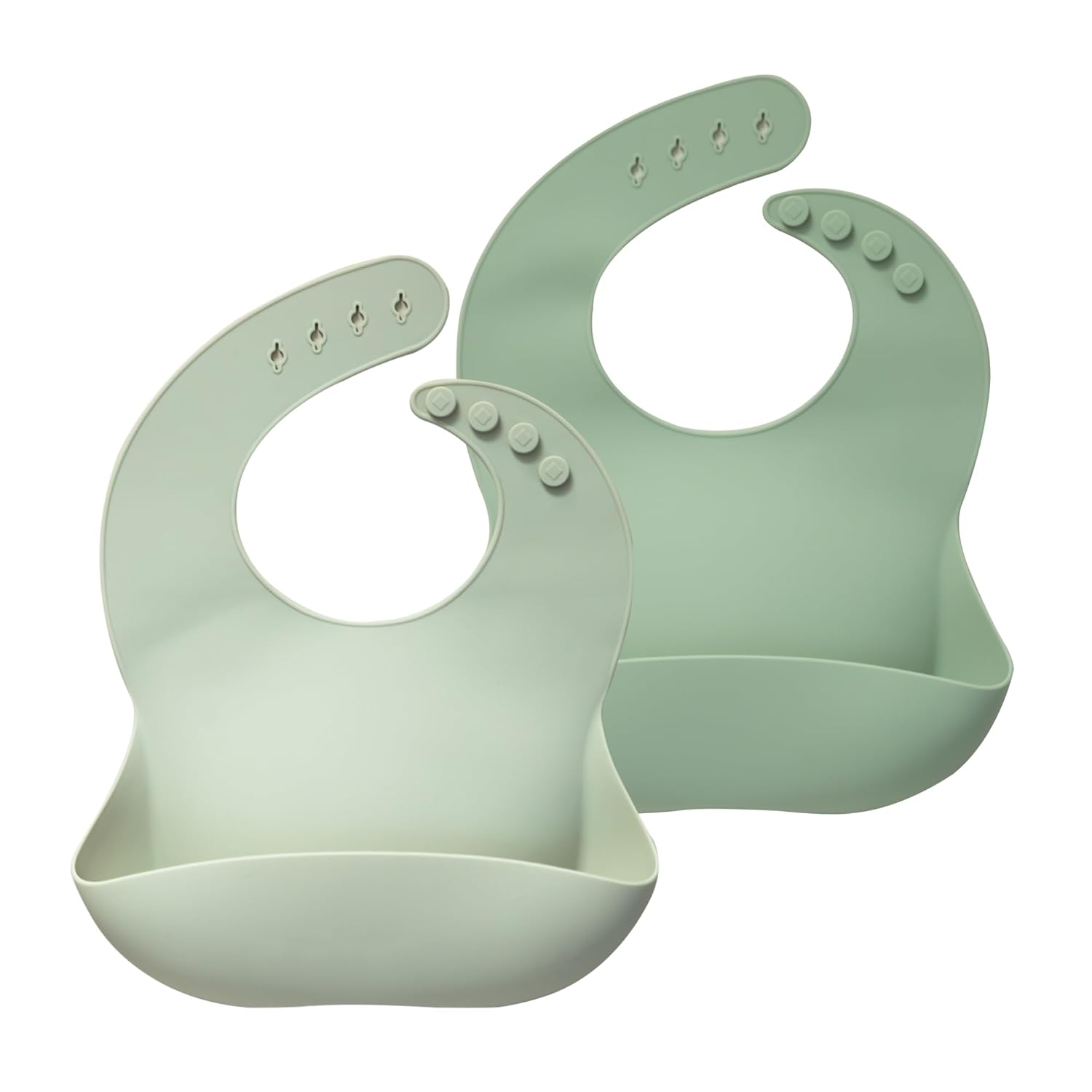 Moonkie Silicone Baby Bibs Set Of 2 | BPA Free Waterproof | Soft Flexible Adjustable Silicone Bibs