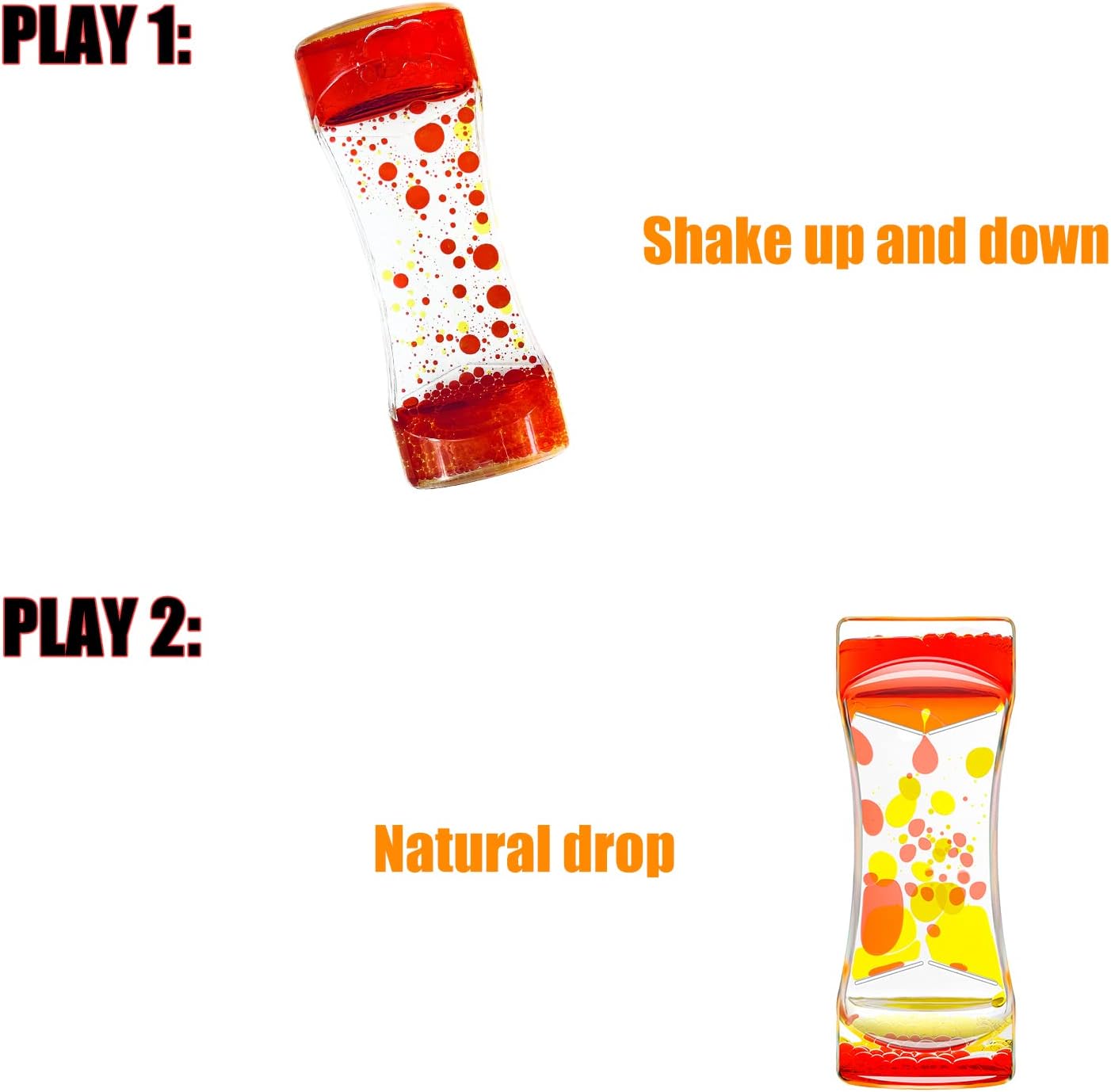 Liquid Motion Bubbler Timer Set of 1 for Sensory Toys, Drop Oil Water Fidget Liquid Timer for Autism Toys, Relaxing Activity, Home Office Desk Toys, Holiday Stocking Filler Gift Red Yellow