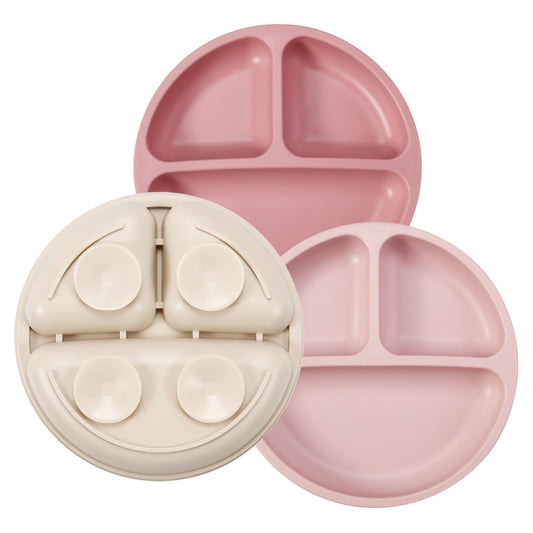 PandaEar 3 Pack Toddler Plates, Silicone Divided Suction Plate for Babies, BPA-Free 100% Food-Grade