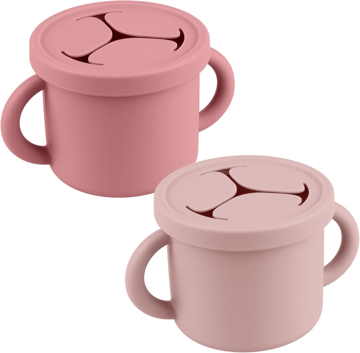Snack Containers for Toddlers, Kids - 2 Pack Food Grade Silicone Snack Cups with Grip Handle