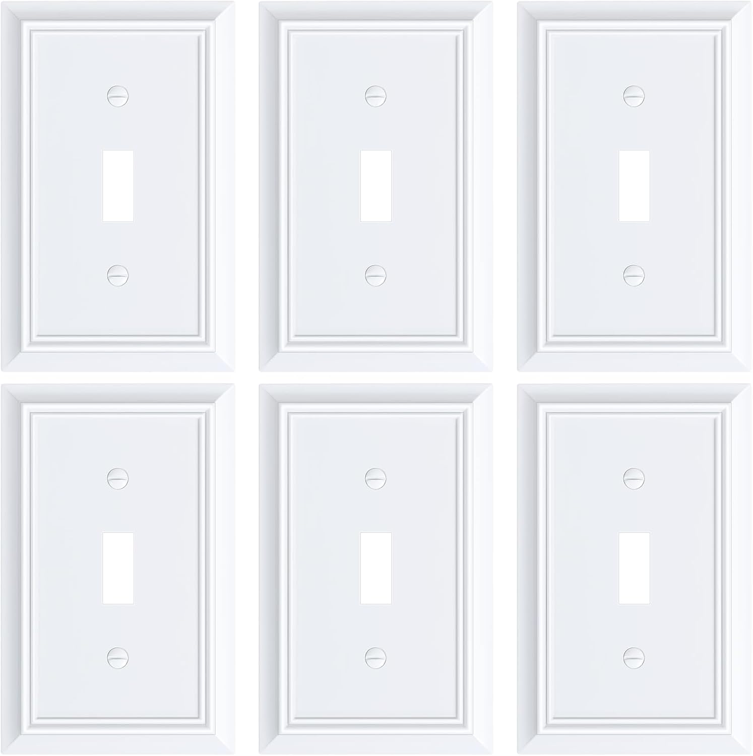6-Pack Single Toggle Light Switch Cover Plate, Durable Natural Bamboo Fiber Decorative Switch Plate