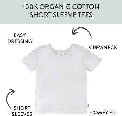 HonestBaby 5-Pack Short Sleeve T-Shirts 100% Organic Cotton Baby, Toddler, Little Kid, Boy, Girl, Unisex