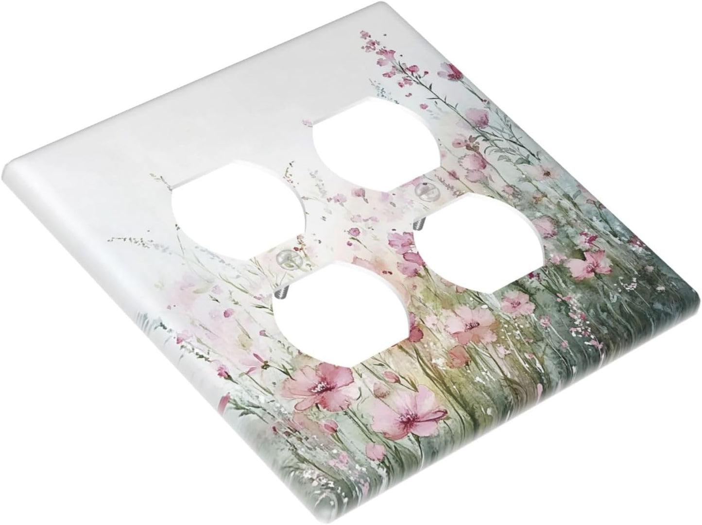 Outlet Covers Wildflower Botanical Watercolor Floral 2 Gang Double Duplex Decorative Light Switch Covers Electrical Wallplates Socket Faceplate For Bed Room Living Room Decor