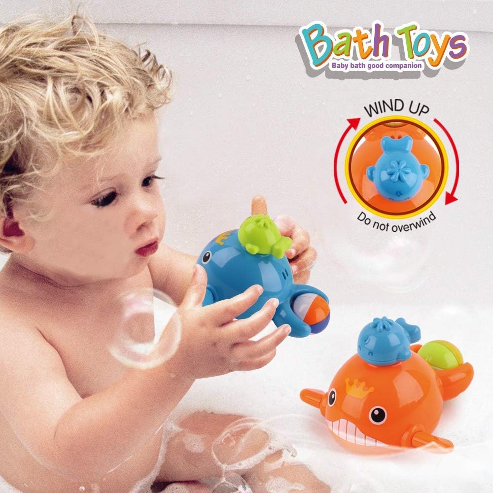Dwi Dowellin Bath Toys Fishing Games Swimming Whales Bath Time Bathtub Toy for Toddlers Baby Kids