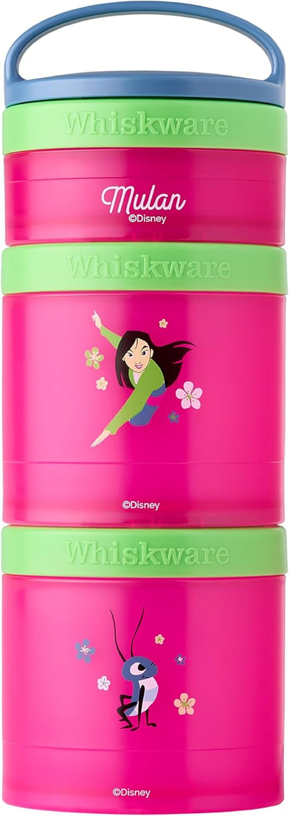 Whiskware Disney Princess Stackable Snack Containers for Kids, 3 Stackable Snack Cups for School