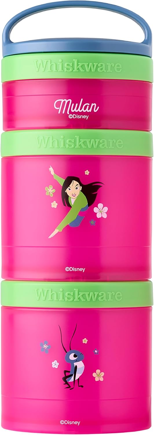 Whiskware Disney Princess Stackable Snack Containers for Kids, 3 Stackable Snack Cups for School