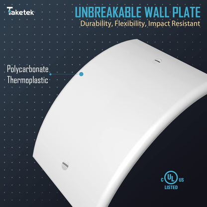 Blank Wall Plates, Unbreakable Thermoplastic Solid Electrical Outlet Cover, Standard Size, 2.76"W x 4.5"H, Full 1-Gang Blank Device Wall Plate for Wall Outlet/Light Switch, White, 10Pack