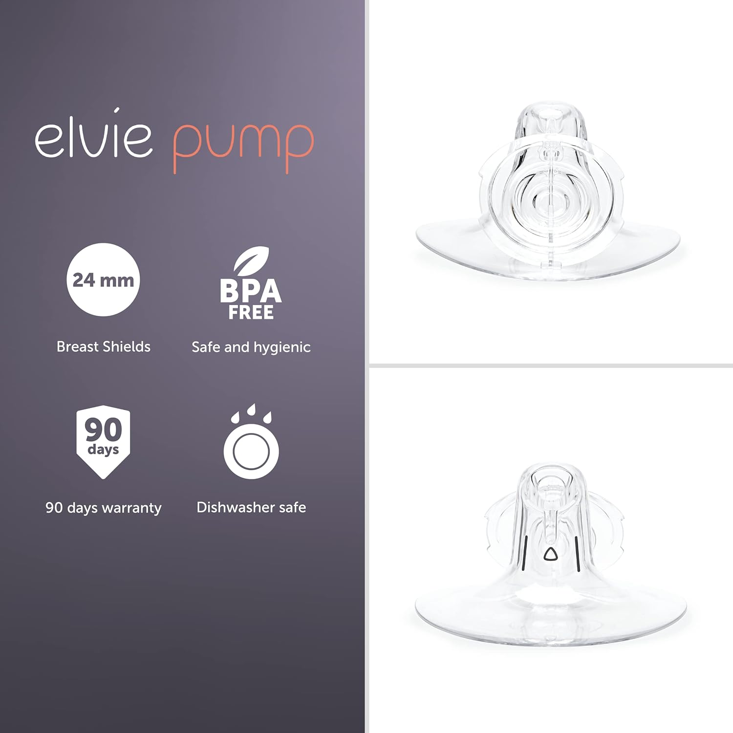 Elvie Pump Breast Shield - 24mm | 2 Pack Nipple Shield Flange for Pumping Breast Milk | Breast