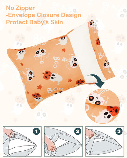 ALVABABY Toddler Pillowcases Stretchy Soft Kids Pillow Cover 2 Pack Fit 13"x 18" or 12"x16" Envelope for Girl Boy Sleepy Travel Halloween 2TPE35A