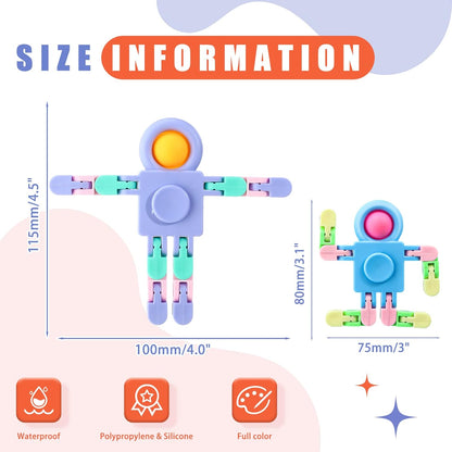 Hanaive 24 Pcs Robot Fidget Spinners Transformable Fingertip Gyro Chain Toy Fidget Sensory Toys Deformable DIY Stress Relief Fidget Toy Adults Pinata Goodie Bag Birthday School Gift