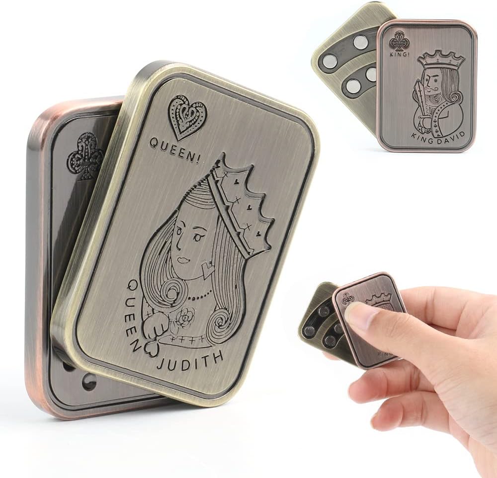 Magnetic Metal Fidget Toys - Metal Poker Queen Fidget Slider Stress Relief Toy, Men's EDC Toy Fidget Toy Haptic Coin, Office Desk Toys Gifts for Boyfriend and Father (Queen)