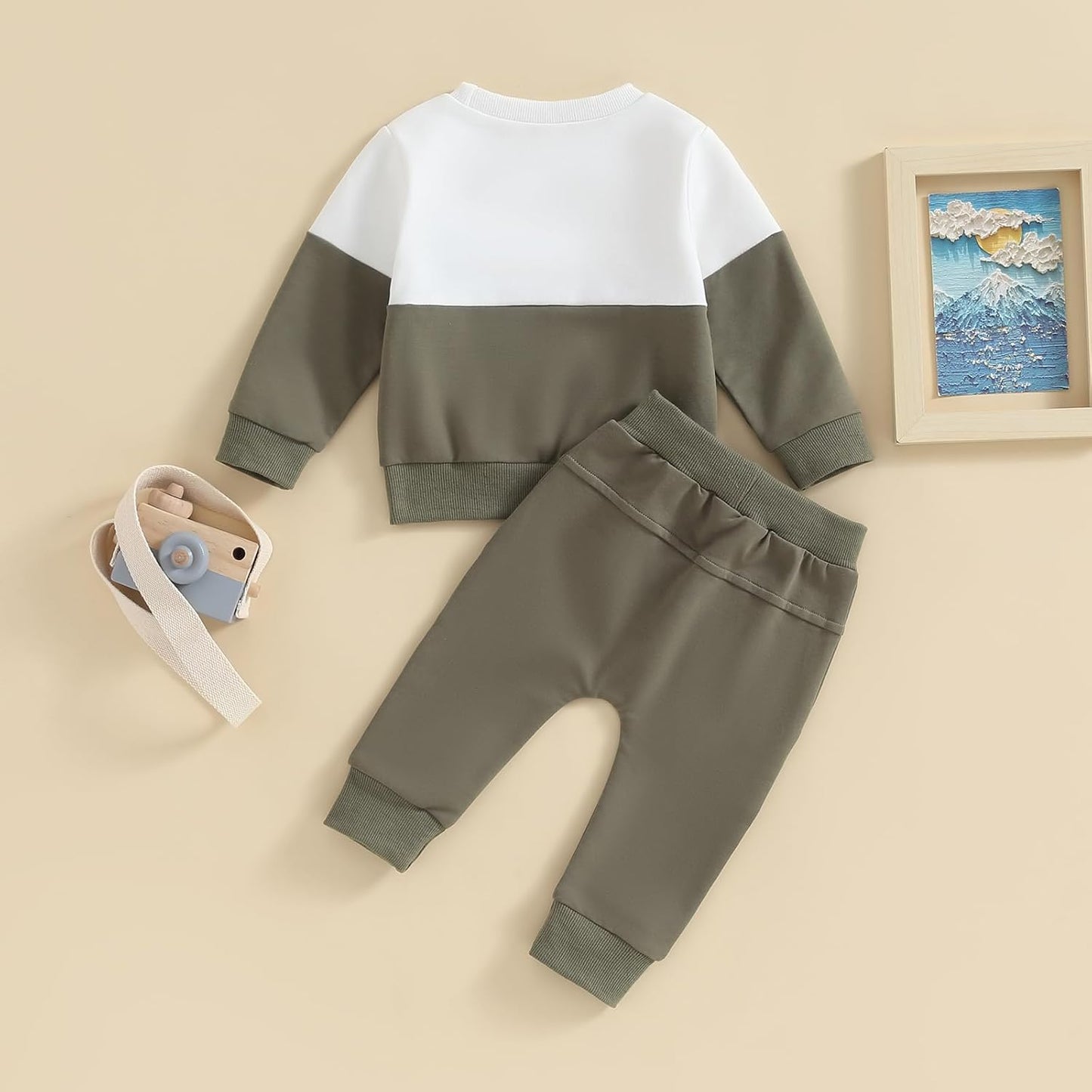 Kupretty Toddler Baby Boy Fall Winter Clothes Color Block Long Sleeve Sweatshirt Pullover Tops + Joggers Pants Outfit Set