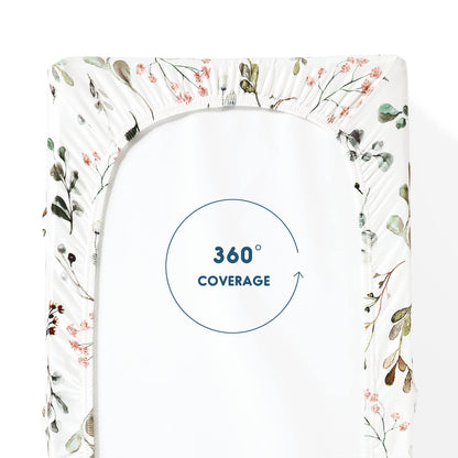 Stretch Ultra Soft Jersey Knit Changing Pad Cover Set 2 Pack, Change Table Pad Covers Fit 32"/34" x 16" Pads Safe and Snug, Stylish Watercolor Rose and Flora Pattern for Girls
