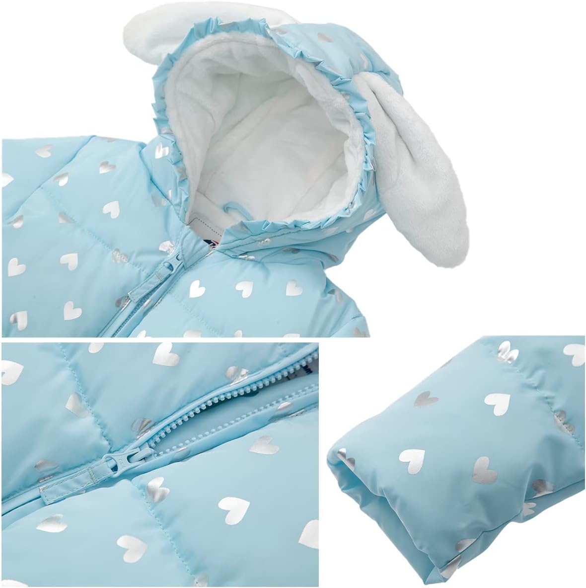 Rokka&Rolla Baby Girls' Water-Resistant Soft Mini Fur Lined Puffer Jacket Winter Coat for Newborn Infant Toddler