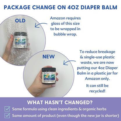 Motherlove Diaper Balm (4 oz) Organic Herbal Diaper Rash Cream—Cloth diaper Safe, Zinc Oxide- & Petroleum-Free