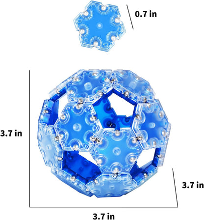 Fidget Sphere Toys of 20-Piece Set Hexagons Fun Executive Desk Toy Puzzles for Adults 14+ Years Old Boys and Girls-Fidget Blocks 3D-Blue Hexagon