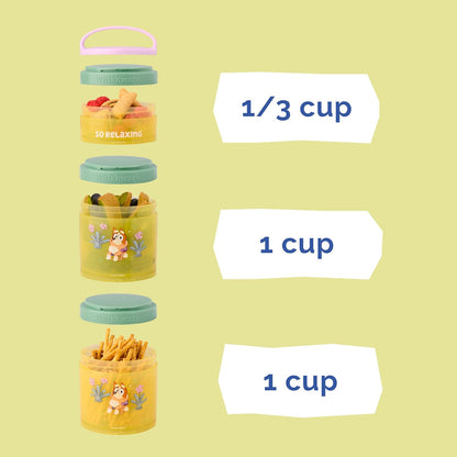 Whiskware Bluey Stackable Snack Containers for Kids and Toddlers, 3 Stackable Snack Cups for School