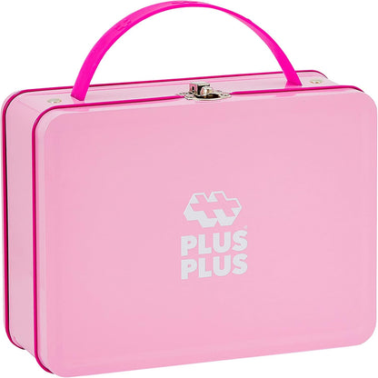 PLUS PLUS Building Set with Metal Suitcase, Open Ended Stem Toy for Toddlers and Preschool, 70 Big Pastel Interlocking Pieces