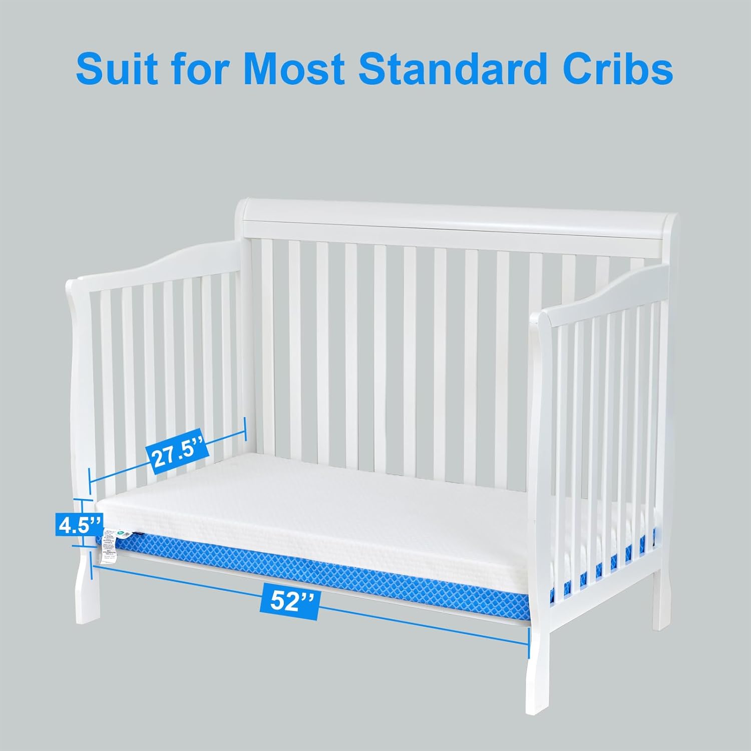 Dual Sided Comfort Gel Memory Foam,Breathable Baby Bed Mattress for Crib,Memory Foam Crib