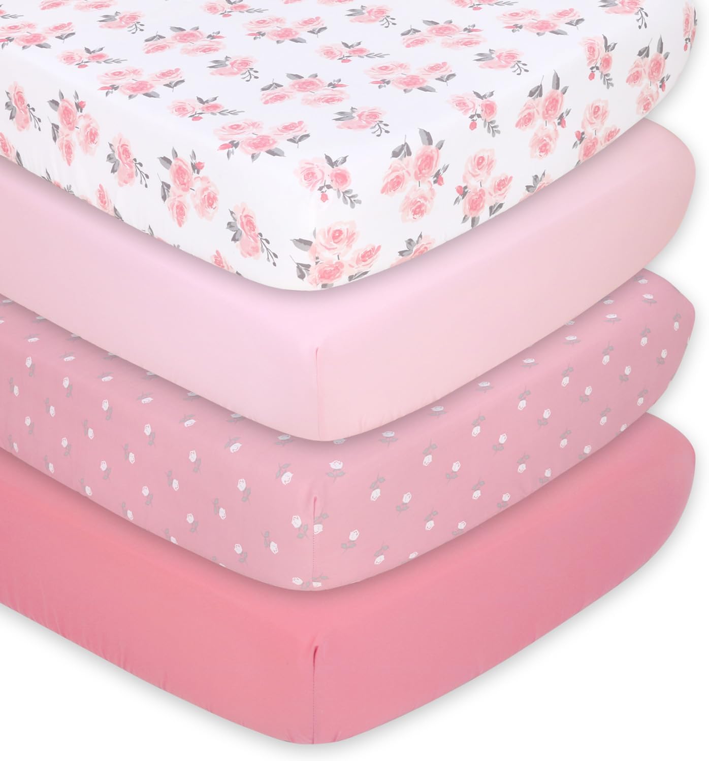 The Peanutshell 4-Pack Fitted Crib Sheet Set - Super Soft & Breathable Baby Girl Crib Sheets