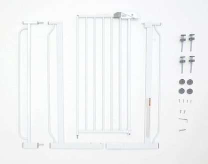 Regalo Easy Step 36" Extra Tall Walk Thru Baby Gate, Includes 4-Inch Extension Kit, 4 Pack of Pressure Mount Kit and 4 Pack Wall Cups and Mounting Kit, White