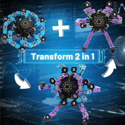 8PCS Transformable Fidget Spinner Toy for Kids Adults, Deformation Robot Chain Spinner Fingertip Gyro Toys for Boys Girls 8-12, Stress Relief Sensory Toys for Goodie Bag Fillers Kids Travel