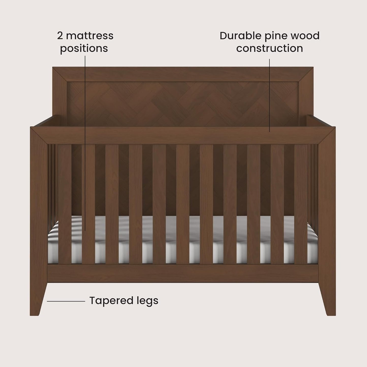 Child Craft Kieran 4-in-1 Convertible Crib, Baby Crib Converts to Day Bed, Toddler Bed and Full