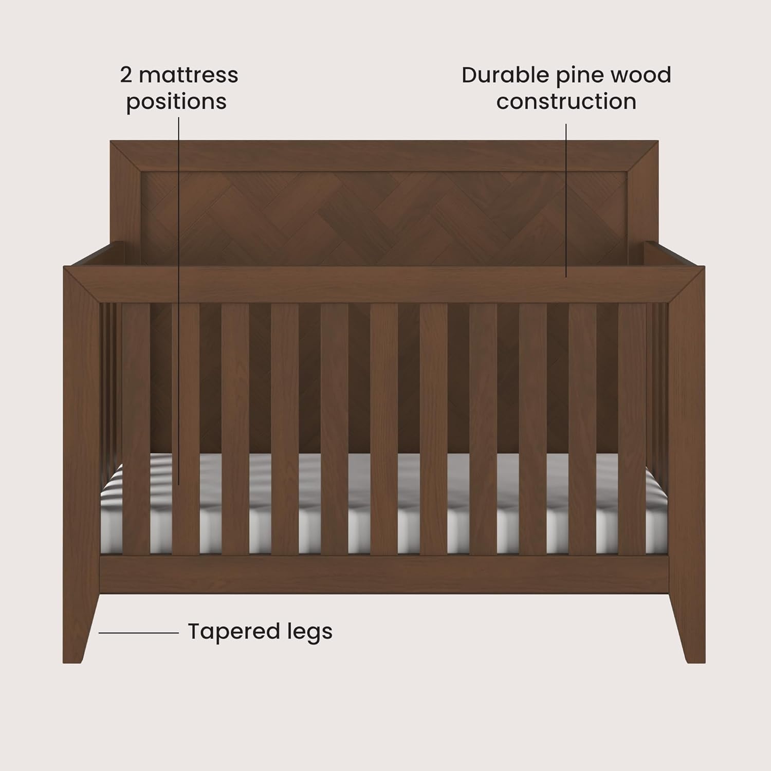 Child Craft Kieran 4-in-1 Convertible Crib, Baby Crib Converts to Day Bed, Toddler Bed and Full