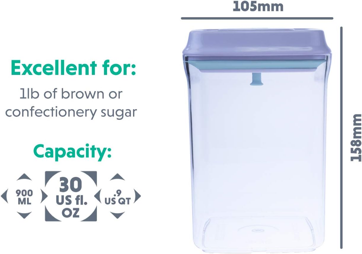 BopTop (1pc - 900ml) Airtight Food Storage Container – Mechanical Silicone Seal Canister - BPA-Free