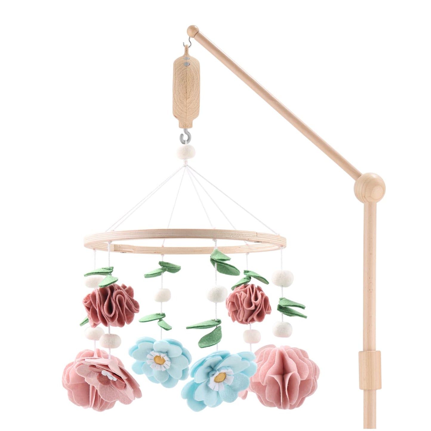 The Peanutshell Crib Mobile for Girls - Wooden Musical Baby Crib Mobile with 12 Lullabies